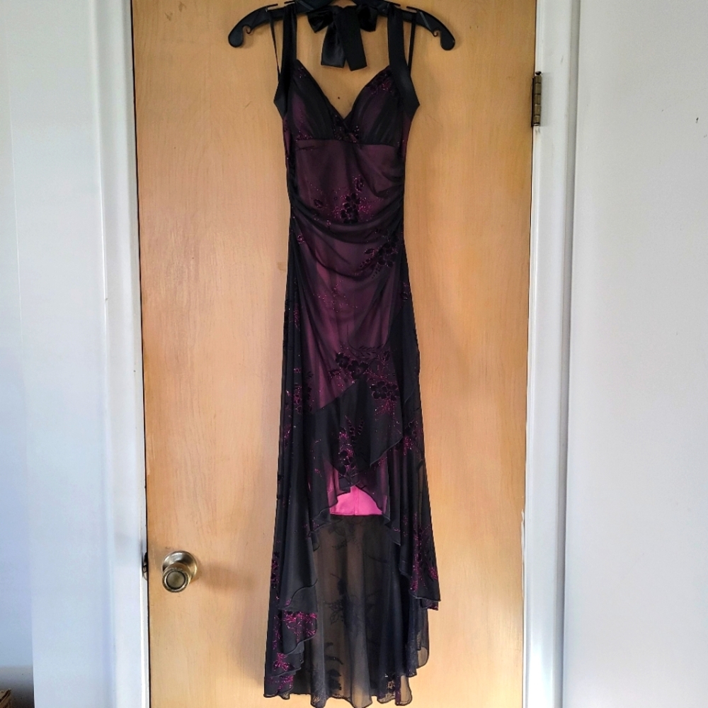 Taboo Y2K Juniors High-low Semi-formal Sheer Floral Dress - Small, Halter